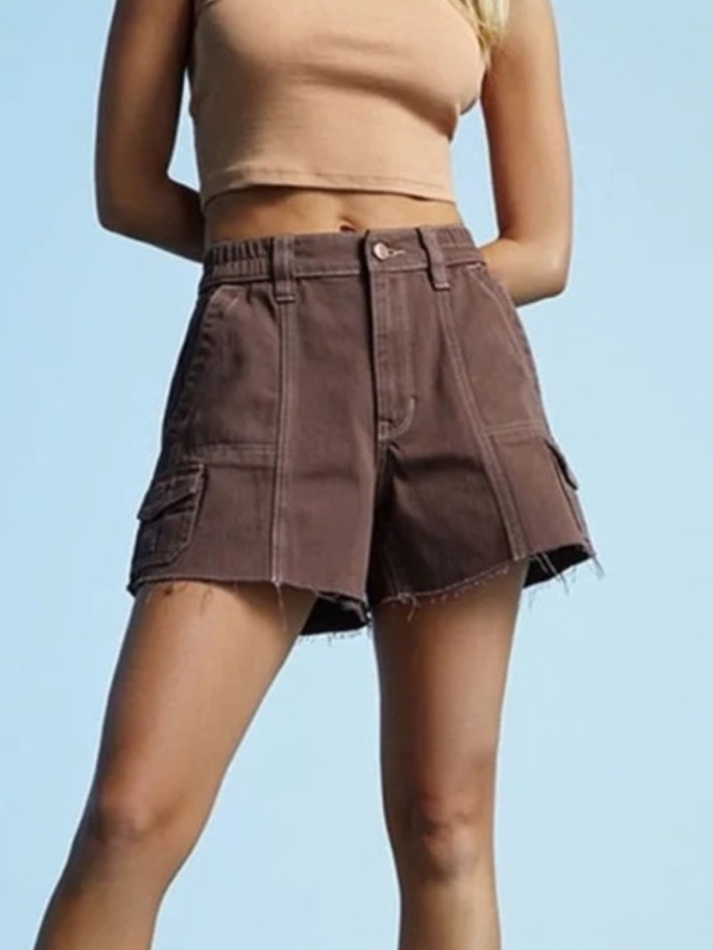 PacSun High Waisted Cargo Utility Shorts Brown Size Small
